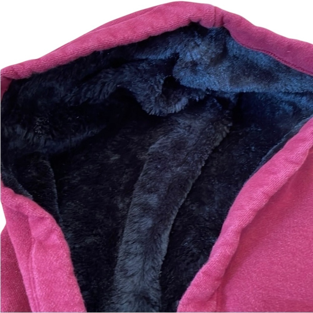 Victorias Secret PINK Faux Fur Lined Hood Sweatshirt Full Zip Burgundy Maroon - Picture 7 of 13